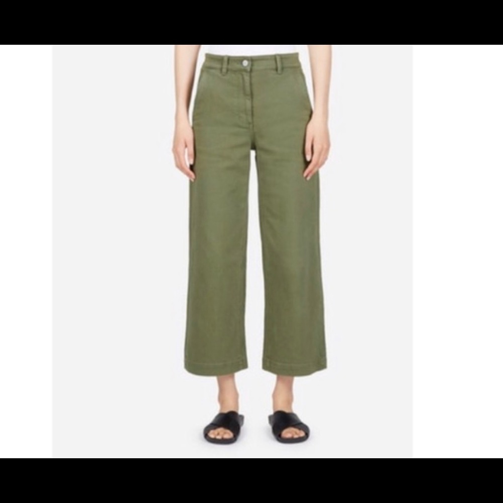 Everlane wide leg crop pants, olive